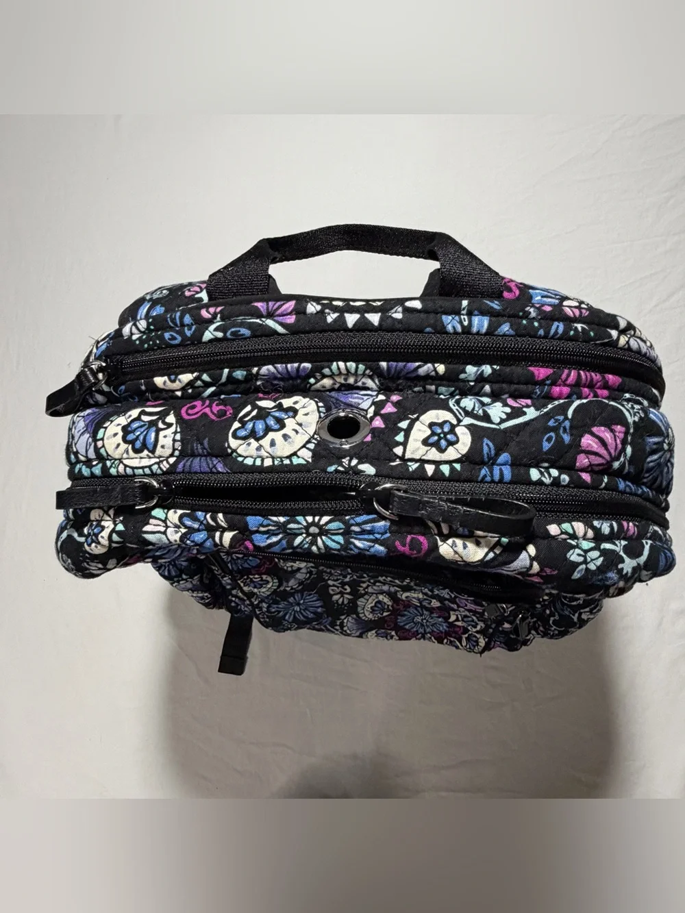 Vera Bradley Iconic Campus Backpack in the black floral Bramble pattern